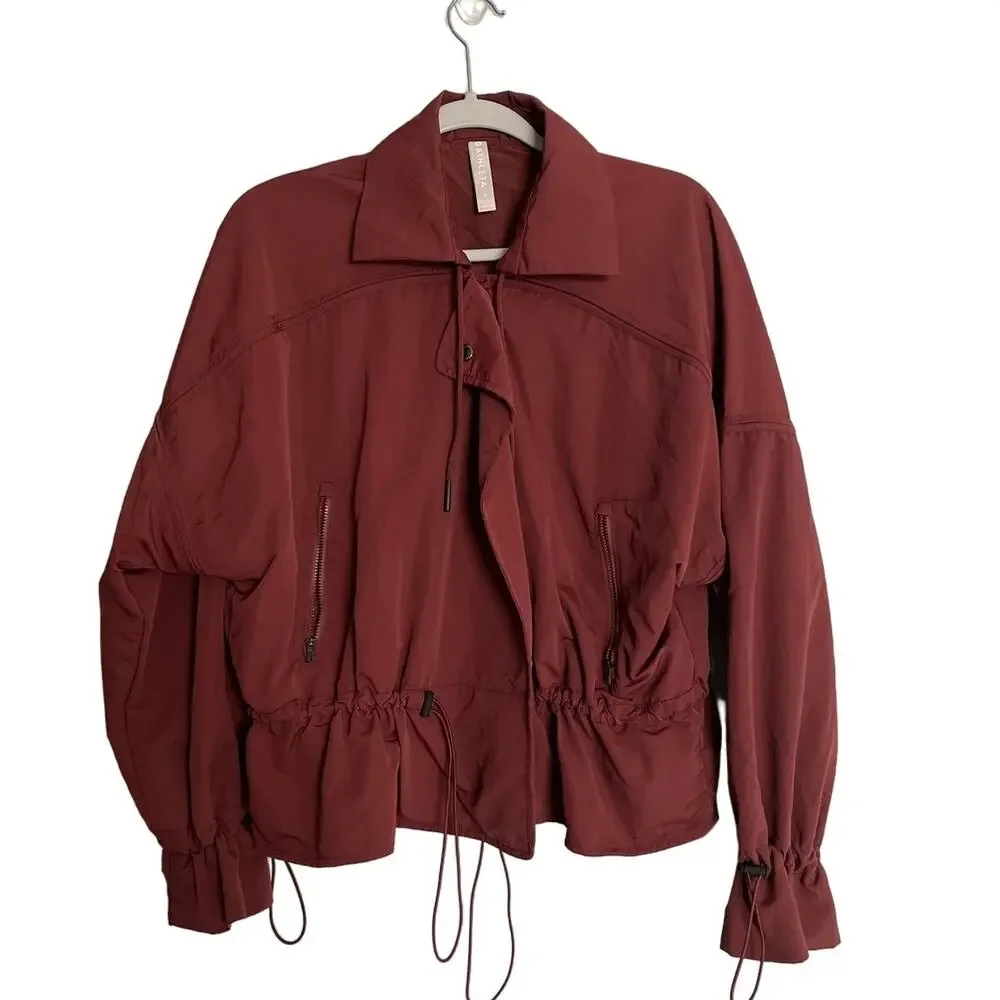Athleta Acadia Windbreaker Jacket in Burgundy Size Large